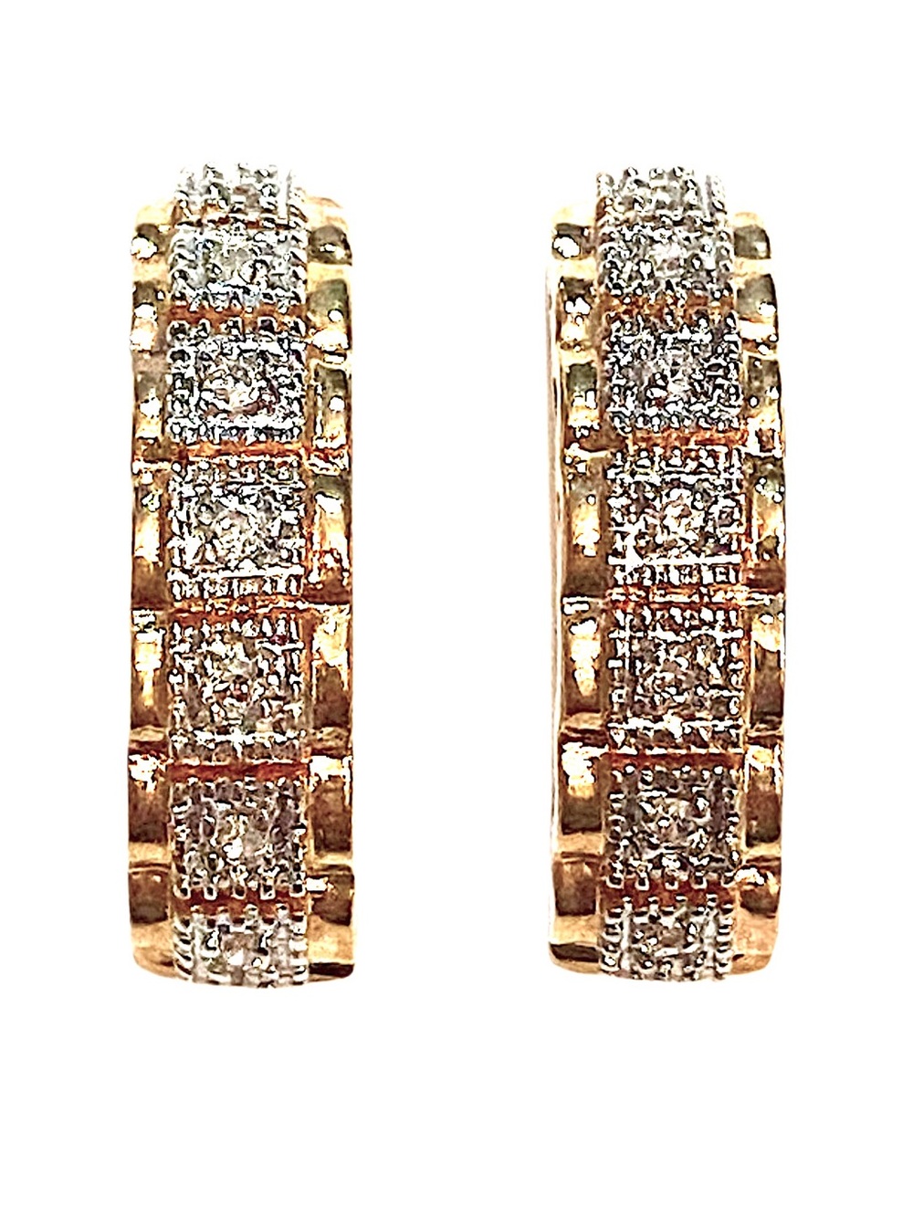 Vintage Gold Cz Hoop Earrings